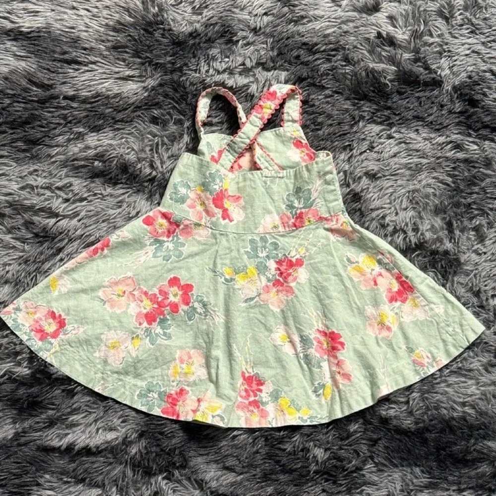 Ralph Lauren Floral Dress Red Buttons Pockets Sundress Girl's Size‎ 12 Months